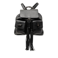 グッチ バンブー タッセル リュック バックパック 370833 ブラック レザー レディース GUCCI 【中古】