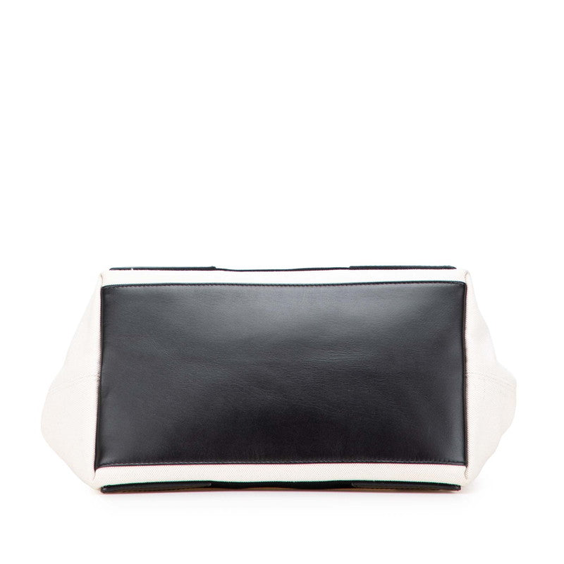 バレンシアガ ネイビー カバスS トートバッグ ハンドバッグ 339933 アイボリー ブラック キャンバス レザー レディース BALENCIAGA 【中古】