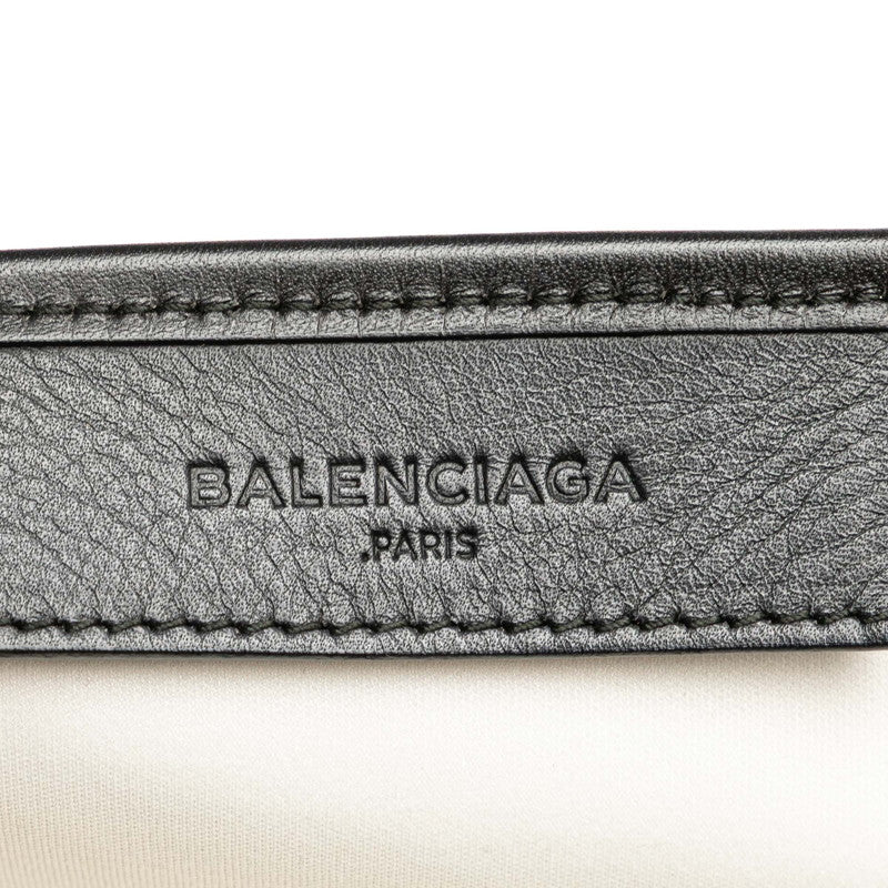 バレンシアガ ネイビー カバスS トートバッグ ハンドバッグ 339933 アイボリー ブラック キャンバス レザー レディース BALENCIAGA 【中古】