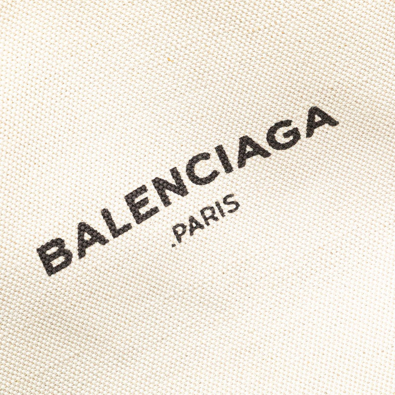 バレンシアガ ネイビー カバスS トートバッグ ハンドバッグ 339933 アイボリー ブラック キャンバス レザー レディース BALENCIAGA 【中古】