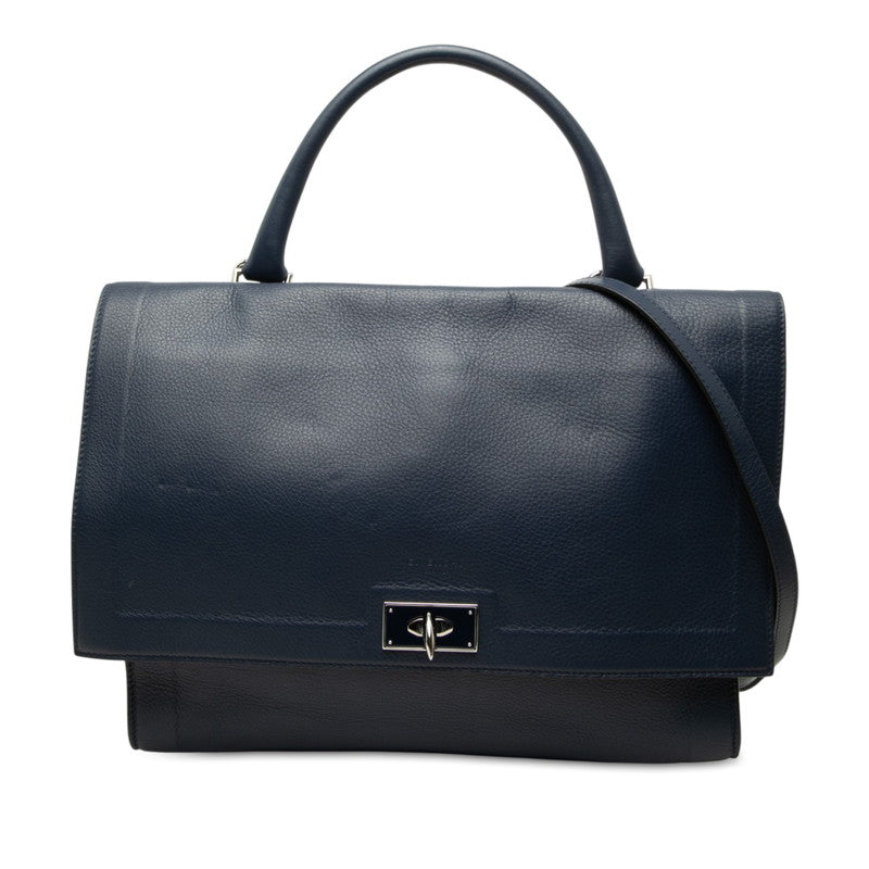 ジバンシー シャークトゥース ハンドバッグ ショルダーバッグ 2WAY ネイビー レザー レディース Givenchy 中古