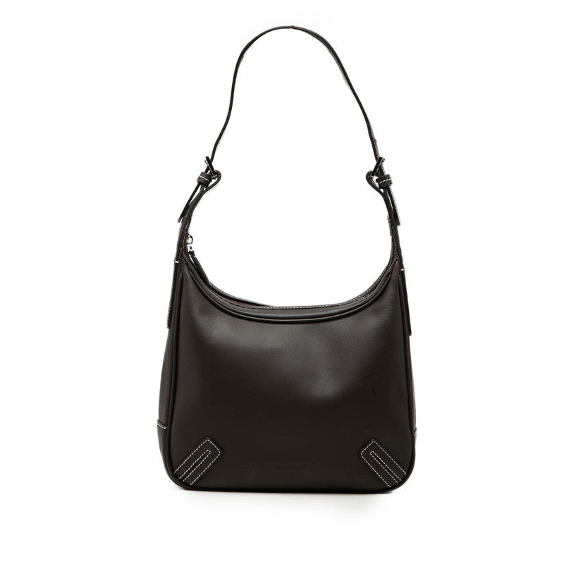 バーバリー ノバチェック ワンショルダーバッグ ホーボーバッグ ブラウン レザー レディース BURBERRY 【中古】