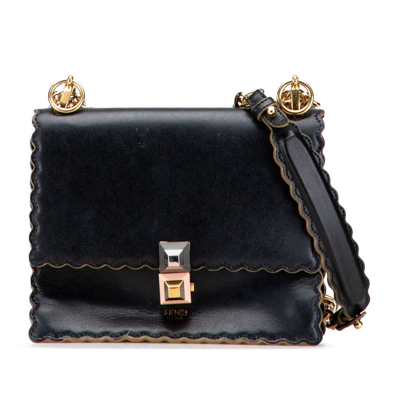 フェンディ キャナイ スモール チェーン ショルダーバッグ 8M0381 ブラック レザー レディース FENDI 【中古】
