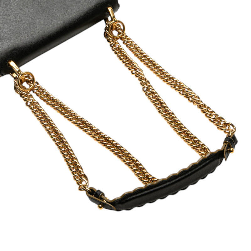 フェンディ キャナイ スモール チェーン ショルダーバッグ 8M0381 ブラック レザー レディース FENDI 【中古】