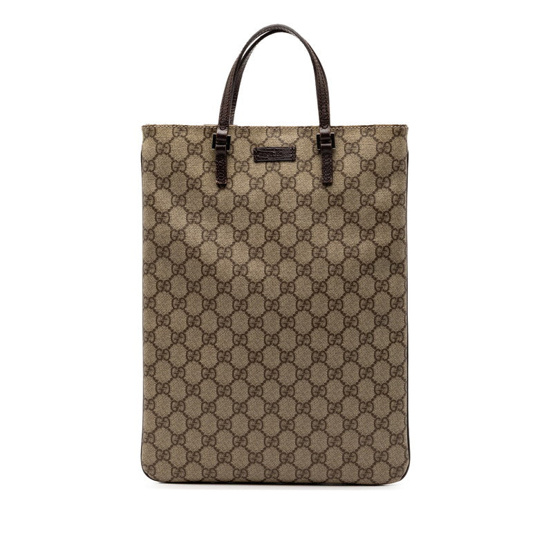 グッチ GGスプリーム ハンドバッグ トートバッグ 117551 ベージュ ブラウン PVC レザー レディース GUCCI 【中古】