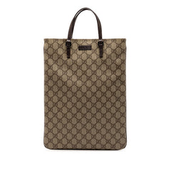 グッチ GGスプリーム ハンドバッグ トートバッグ 117551 ベージュ ブラウン PVC レザー レディース GUCCI 【中古】