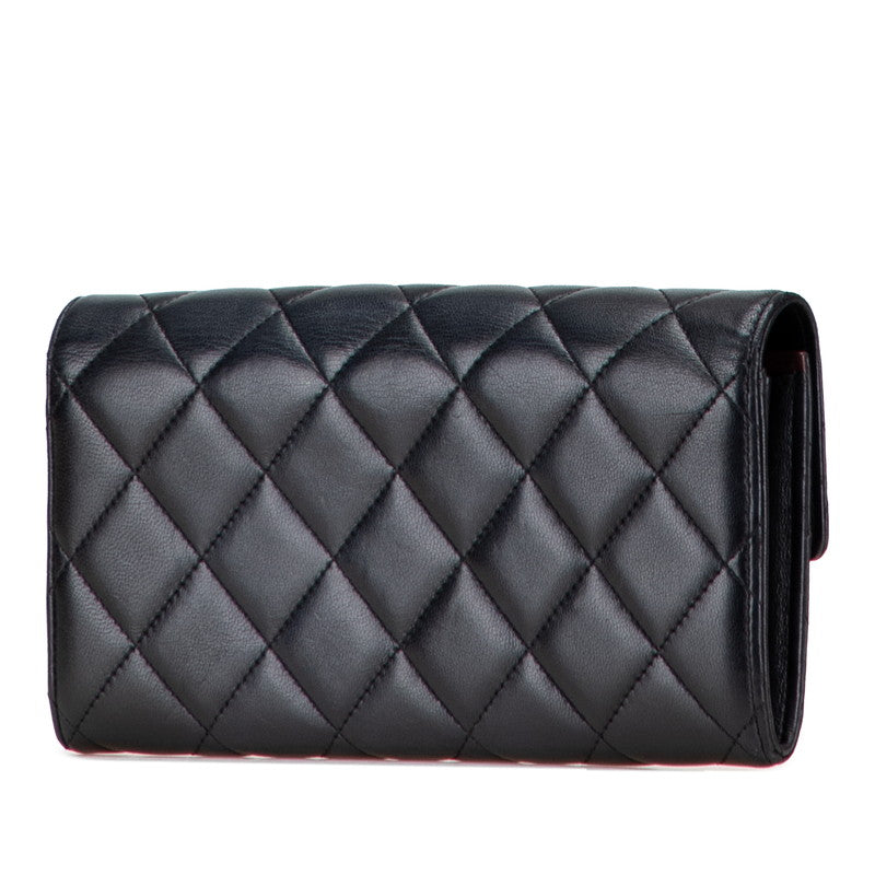 シャネル マトラッセ ココマーク 長財布 ブラック ラムスキン レディース CHANEL 【中古】