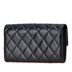 シャネル マトラッセ ココマーク 長財布 ブラック ラムスキン レディース CHANEL 【中古】