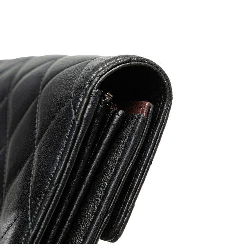 シャネル マトラッセ ココマーク 長財布 ブラック ラムスキン レディース CHANEL 【中古】