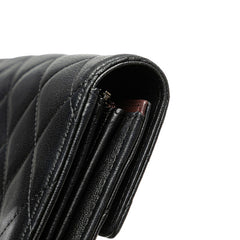 シャネル マトラッセ ココマーク 長財布 ブラック ラムスキン レディース CHANEL 【中古】