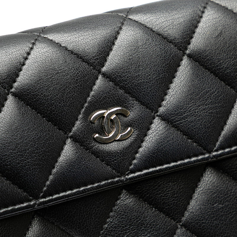 シャネル マトラッセ ココマーク 長財布 ブラック ラムスキン レディース CHANEL 【中古】