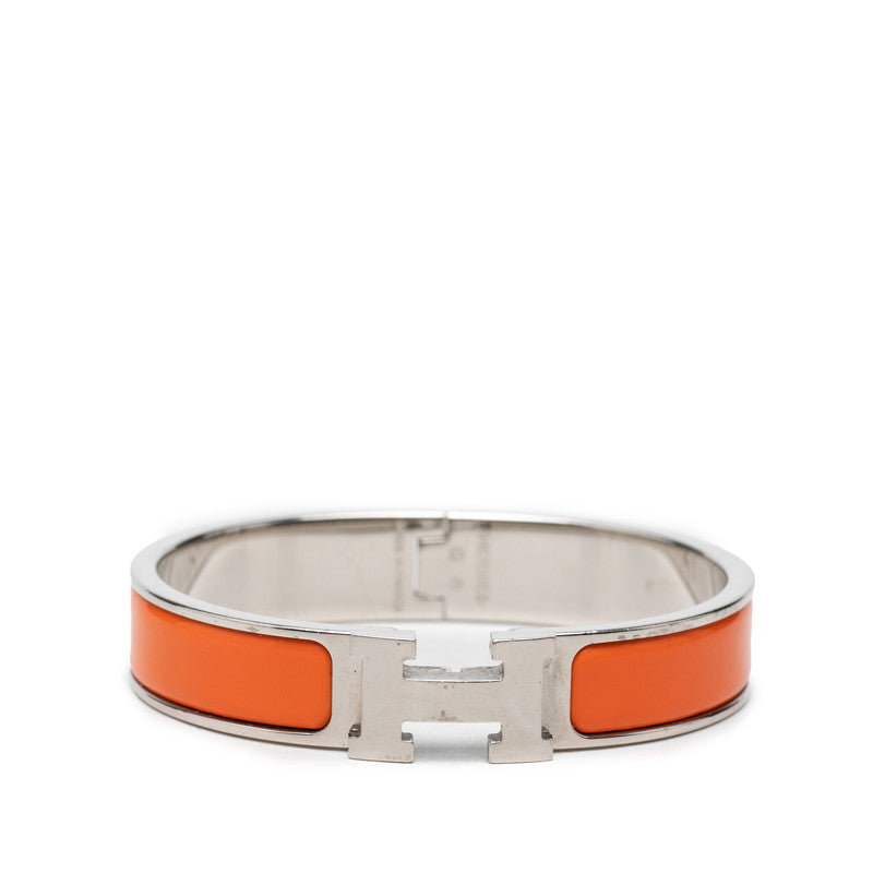 エルメス クリックH PM エナメルブレスレット バングル シルバー オレンジ メタル レディース HERMES 中古