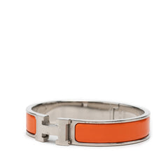 エルメス クリックH PM エナメルブレスレット バングル シルバー オレンジ メタル レディース HERMES 【中古】