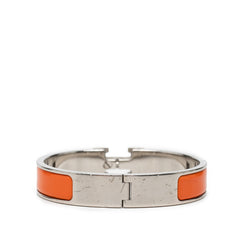 エルメス クリックH PM エナメルブレスレット バングル シルバー オレンジ メタル レディース HERMES 【中古】