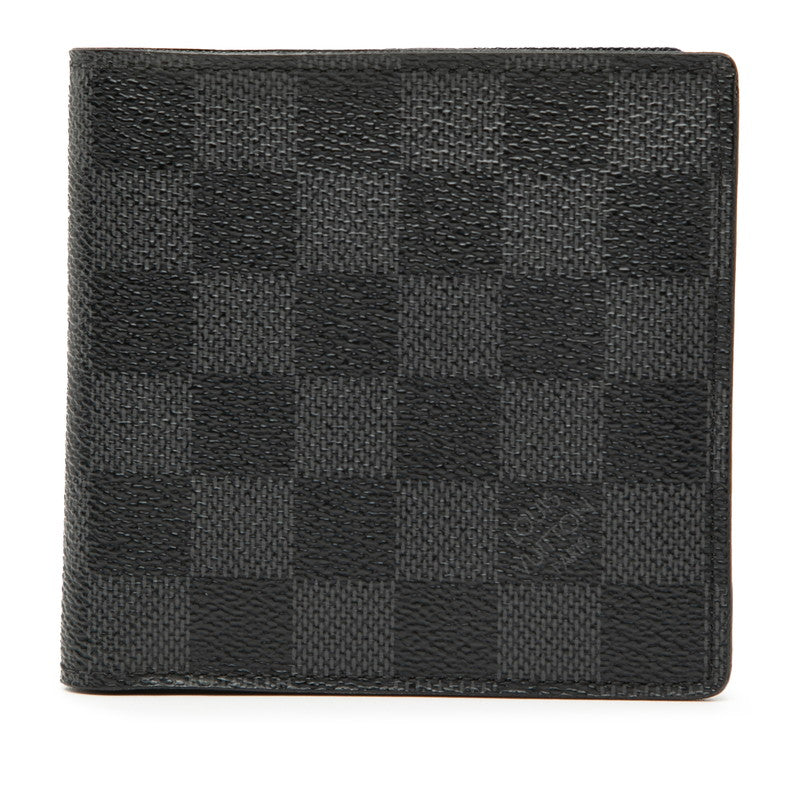 ルイ ヴィトン ダミエ グラフィット ポルトフォイユ マルコ 二つ折り財布 N62664 ブラック PVC レザー メンズ LOUIS VUITTON 【中古】