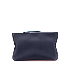 サルヴァトーレフェラガモ ロゴ セカンドバッグ ネイビー レザー レディース Salvatore Ferragamo 【中古】