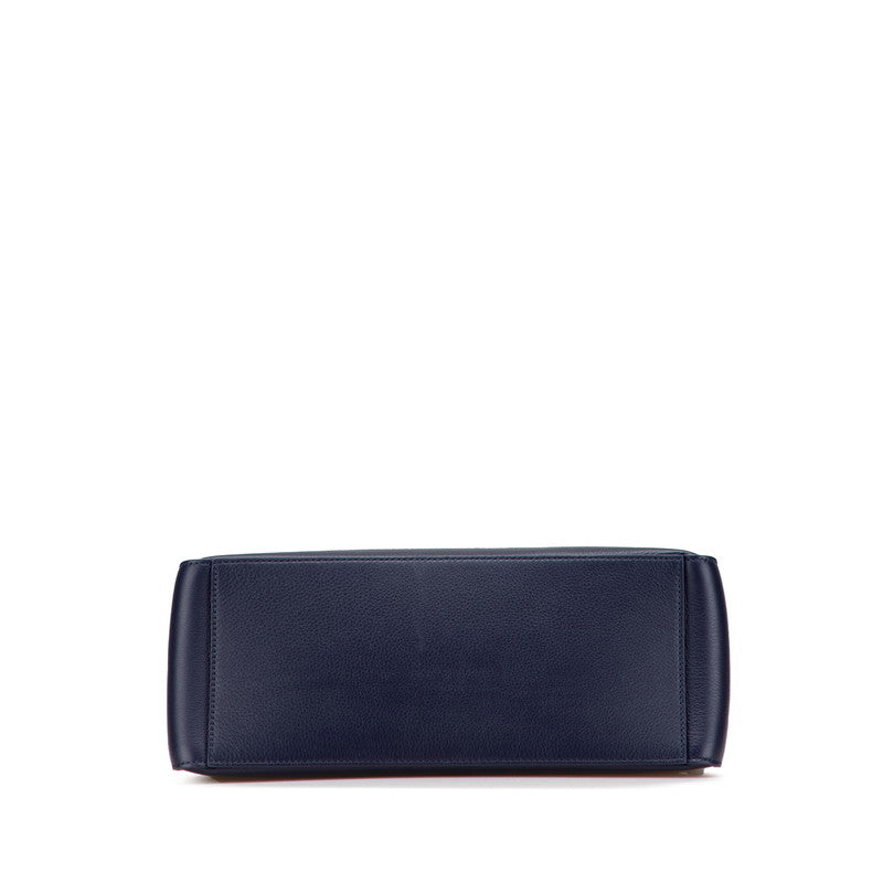 サルヴァトーレフェラガモ ロゴ セカンドバッグ ネイビー レザー レディース Salvatore Ferragamo 【中古】