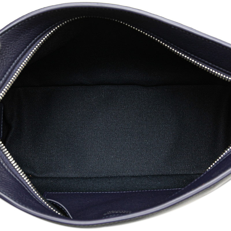 サルヴァトーレフェラガモ ロゴ セカンドバッグ ネイビー レザー レディース Salvatore Ferragamo 【中古】