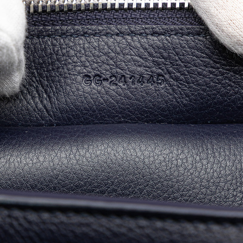 サルヴァトーレフェラガモ ロゴ セカンドバッグ ネイビー レザー レディース Salvatore Ferragamo 【中古】