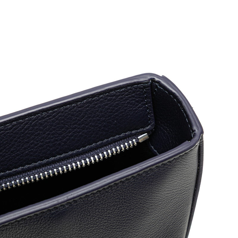 サルヴァトーレフェラガモ ロゴ セカンドバッグ ネイビー レザー レディース Salvatore Ferragamo 【中古】