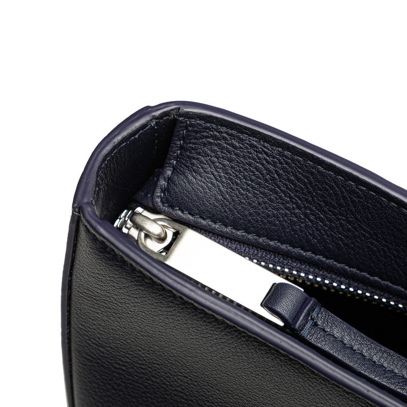 サルヴァトーレフェラガモ ロゴ セカンドバッグ ネイビー レザー レディース Salvatore Ferragamo 【中古】