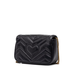 グッチ GGマーモント キルティング スーパーミニ チェーン ショルダーバッグ 476433 ブラック レザー レディース GUCCI 中古