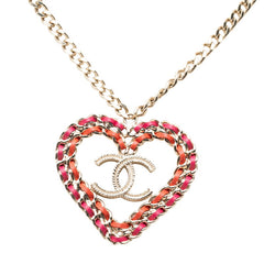 シャネル ココマーク ハートモチーフ チェーン ペンダント ネックレス B18P刻印 ゴールド メッキ レザー レディース CHANEL 中古
