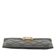 シャネル ココマーク ボーイシャネル カードケース パスケース ブラック ラムスキン レディース CHANEL 【中古】
