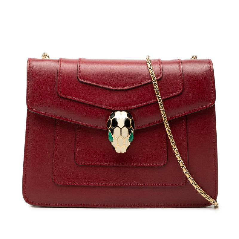 ブルガリ セルぺンティフォーエバー チェーン ショルダーバッグ レッド系 レザー レディース BVLGARI 【中古】