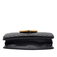 シャネル シェブロン Vステッチ ココマーク チェーン ショルダーバッグ ネイビー ゴールド レザー レディース CHANEL 【中古】