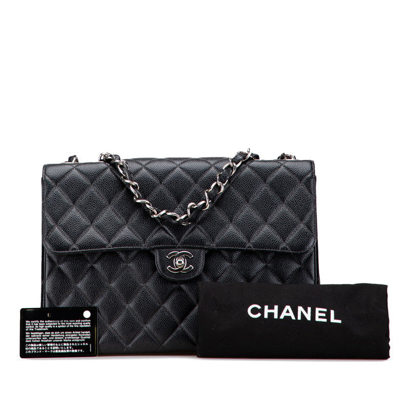 シャネル マトラッセ ココマーク チェーンショルダーバッグ ブラック キャビアスキン レディース CHANEL 【中古】