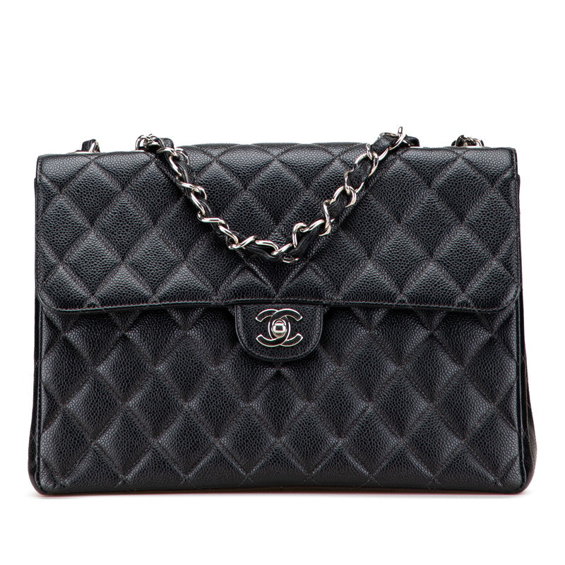 シャネル マトラッセ ココマーク チェーンショルダーバッグ ブラック キャビアスキン レディース CHANEL 【中古】