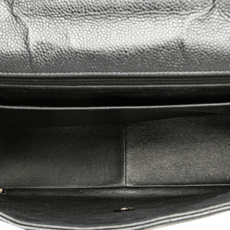 シャネル マトラッセ ココマーク チェーンショルダーバッグ ブラック キャビアスキン レディース CHANEL 【中古】