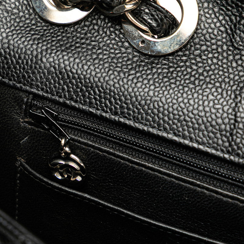 シャネル マトラッセ ココマーク チェーンショルダーバッグ ブラック キャビアスキン レディース CHANEL 【中古】