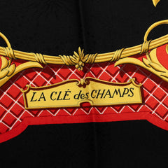 エルメス カレ90 LA CLÉ DES CHAMPS 自由の天地への鍵 スカーフ 大判 ブラック マルチカラー シルク レディース HERMES 中古