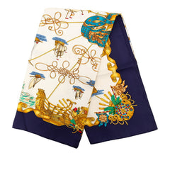 エルメス カレ90 VOILES DE LUMIERE 光の帆船 スカーフ 大判 ネイビー マルチカラー シルク レディース HERMES 【中古】