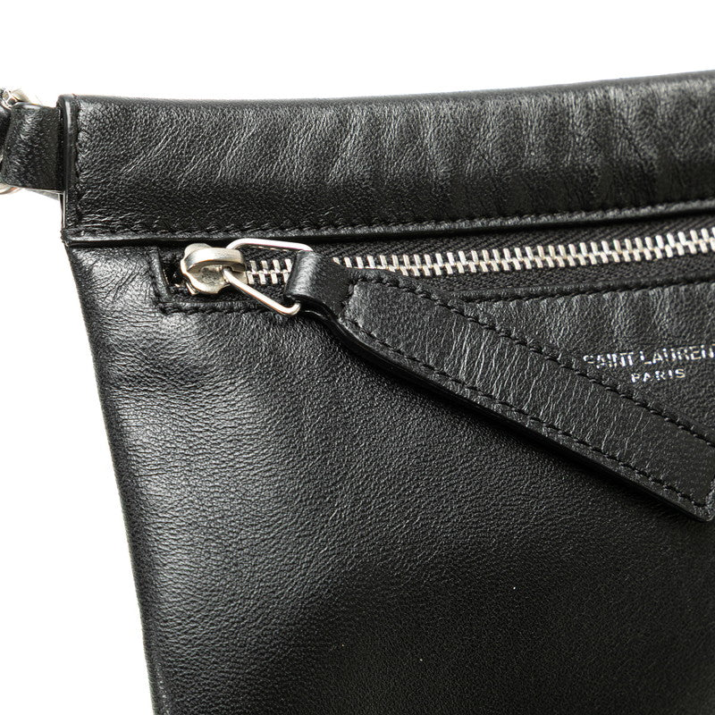 サンローラン ロゴ ショルダーバッグ 581697 ブラック レザー レディース SAINT LAURENT 【中古】