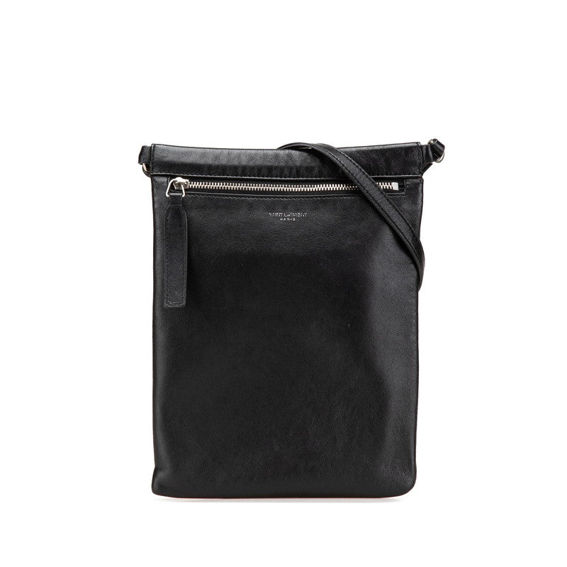 サンローラン ロゴ ショルダーバッグ 581697 ブラック レザー レディース SAINT LAURENT 【中古】
