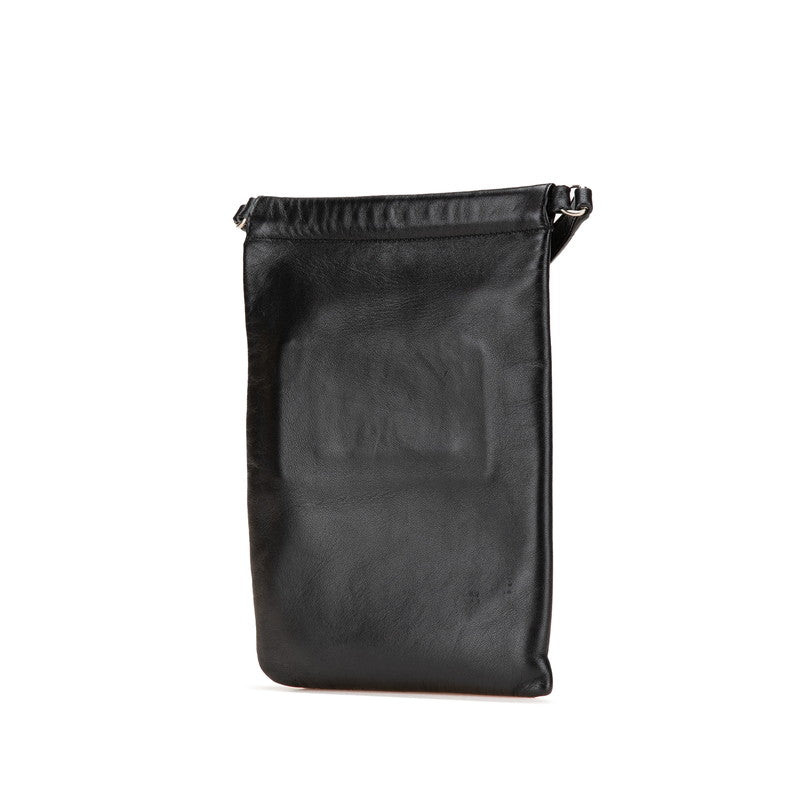 サンローラン ロゴ ショルダーバッグ 581697 ブラック レザー レディース SAINT LAURENT 【中古】