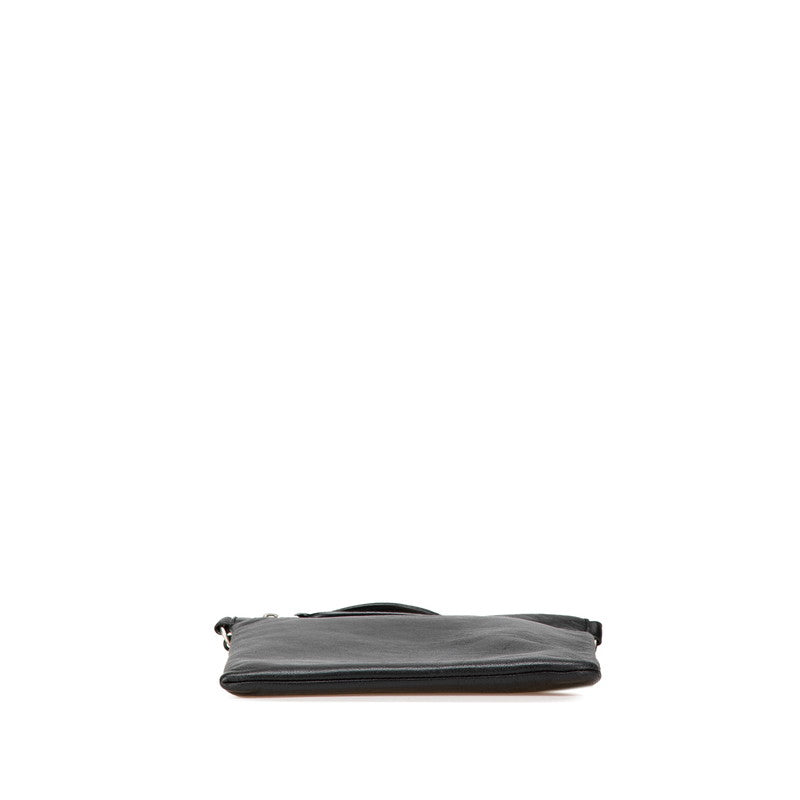 サンローラン ロゴ ショルダーバッグ 581697 ブラック レザー レディース SAINT LAURENT 【中古】