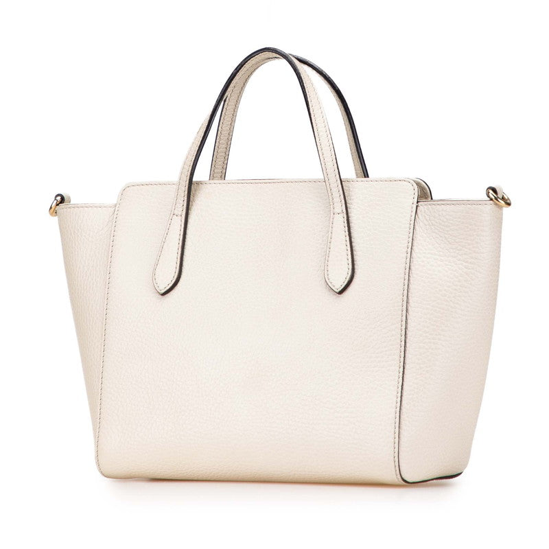 グッチ スウィング ミニ ハンドバッグ ショルダーバッグ 2WAY 368827 ホワイト レザー レディース GUCCI 【中古】
