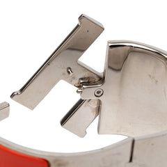 エルメス クリッククラック XL GM エナメルブレスレット バングル シルバー オレンジ ホワイト メタル レディース HERMES 【中古】