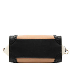 セリーヌ ラゲージ ナノショッパー ハンドバッグ ショルダーバッグ 2WAY ベージュ ブラック ホワイト レザー レディース CELINE 【中古】