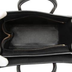 セリーヌ ラゲージ ナノショッパー ハンドバッグ ショルダーバッグ 2WAY ベージュ ブラック ホワイト レザー レディース CELINE 【中古】