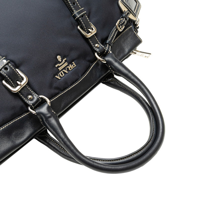 プラダ ハンドバッグ ショルダーバッグ 2WAY ネイビー ナイロン レザー レディース PRADA 【中古】