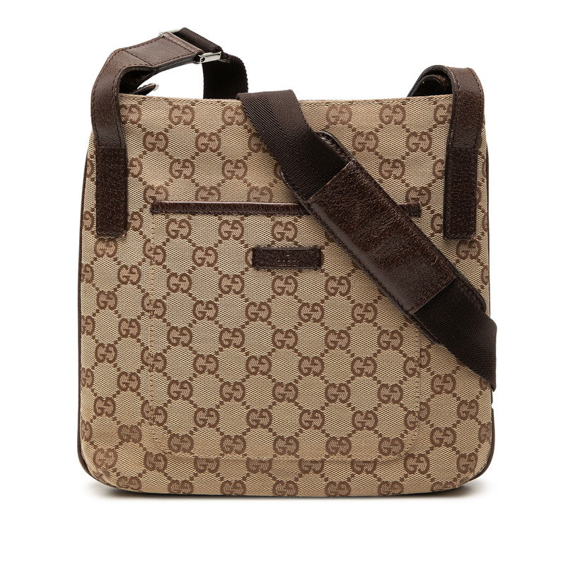 グッチ GGキャンバス 斜め掛け ショルダーバッグ 122793 ベージュ ブラウン キャンバス レザー レディース GUCCI 【中古】
