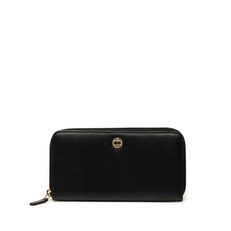 シャネル ココマーク 長財布 ブラック レザー レディース CHANEL 中古