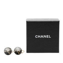 シャネル ココマーク ラウンド ピアス 01A刻印 ゴールド ブラック メッキ プラスチック レディース CHANEL 【中古】