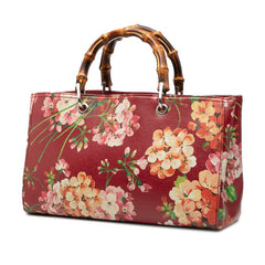 グッチ バンブー フラワー 花 ハンドバッグ ショルダーバッグ 2WAY 323660 レッド マルチカラー レザー レディース GUCCI 【中古】