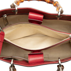 グッチ バンブー フラワー 花 ハンドバッグ ショルダーバッグ 2WAY 323660 レッド マルチカラー レザー レディース GUCCI 【中古】